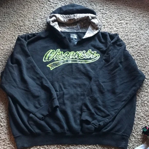 Sweet Bay Long Sleeve Black Camo Hoodie Sweater - Picture 1 of 6